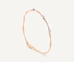 Bracelets-Marco Bicego 18K Rose Gold Twisted Coil Bracelet With Diamonds RoseGold