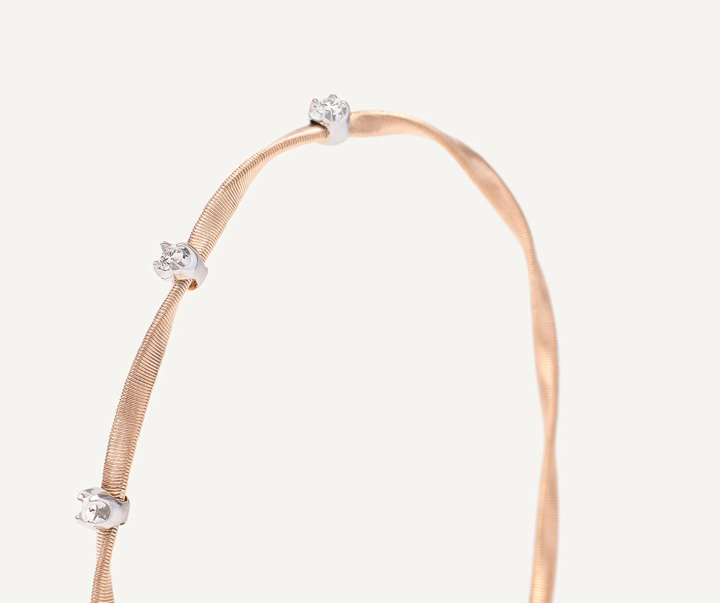 Bracelets-Marco Bicego 18K Rose Gold Twisted Coil Bracelet With Diamonds RoseGold