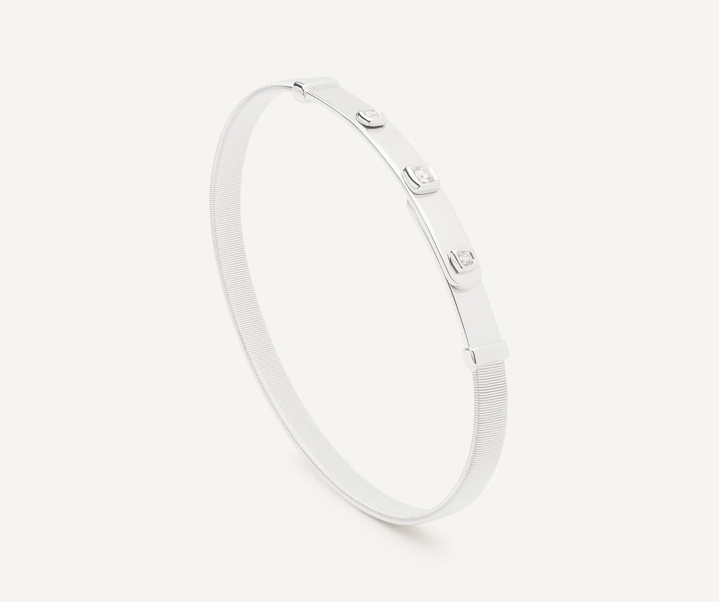 Bracelets-Marco Bicego 18K White Gold Coil and Diamond Bangle Bracelet, Thin Whitegold
