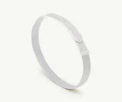 Bracelets-Marco Bicego 18K White Gold Coil and Diamond Pavé Bangle Bracelet, Large Width Whitegold