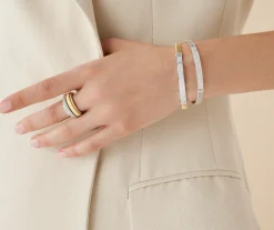 Bracelets-Marco Bicego 18K White Gold Coil and Diamond Pavé Bangle Bracelet, Thin Whitegold