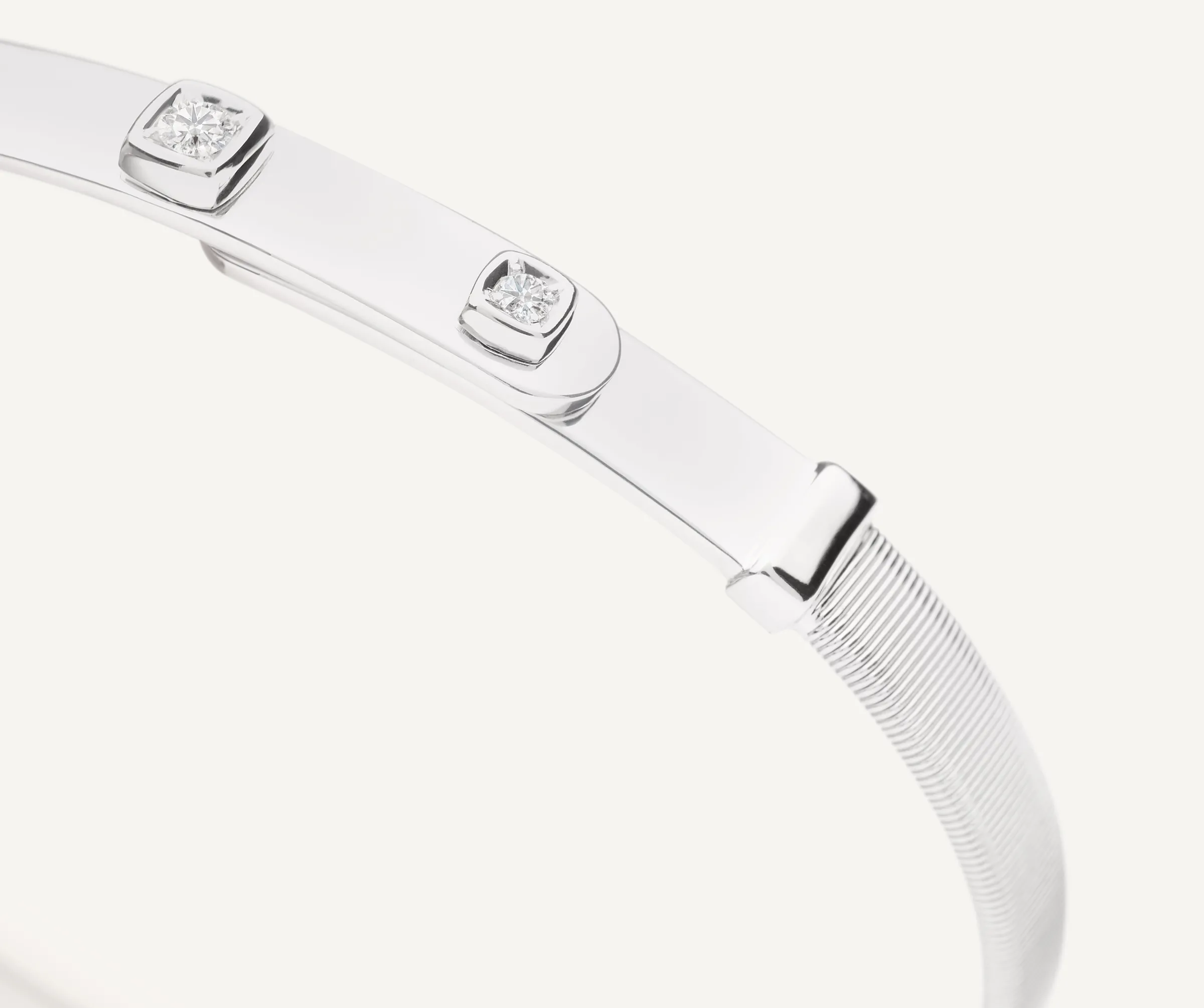 Bracelets-Marco Bicego 18K White Gold Coil and Diamond Bangle Bracelet, Thin Whitegold