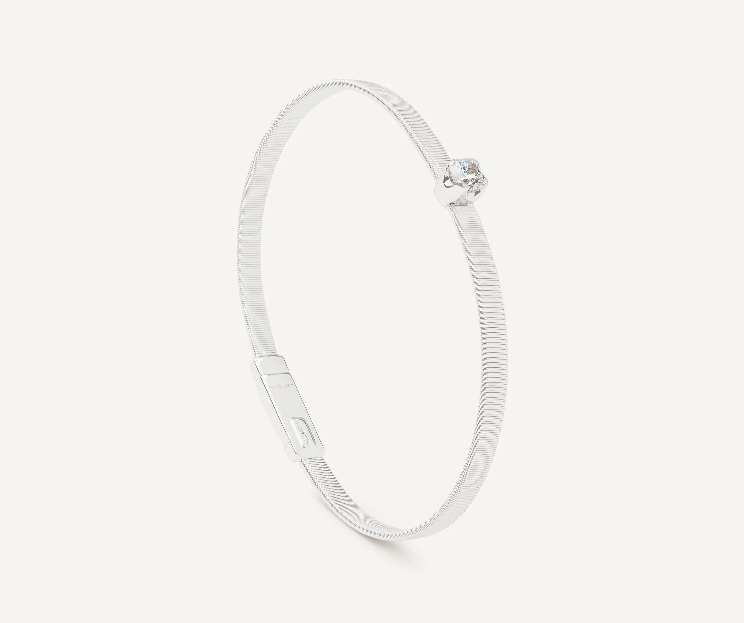 Bracelets-Marco Bicego 18K White Gold Coil Bangle Bracelet With Cushion-Cut Diamond Whitegold