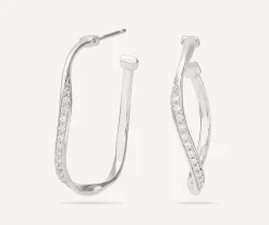 Earrings-Marco Bicego 18K White Gold Diamond Hoops Whitegold