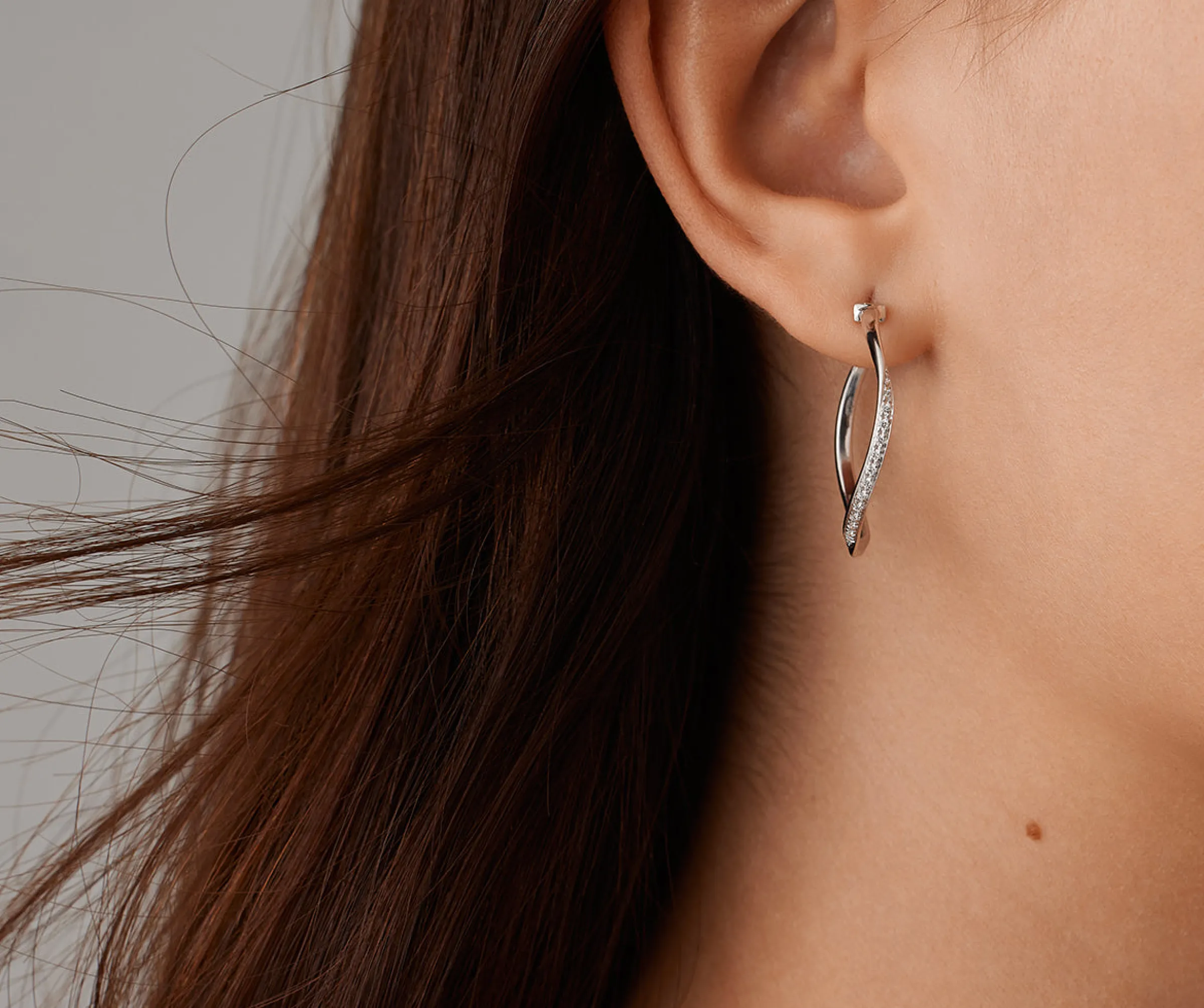 Earrings-Marco Bicego 18K White Gold Diamond Hoops Whitegold