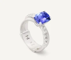 Rings-Marco Bicego 18K White Gold Double-Band Ring With Tanzanite and Diamonds Whitegold