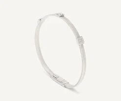 Bracelets-Marco Bicego 18K White Gold Medium Stackable Bracelet With 3 Diamonds Stations Whitegold