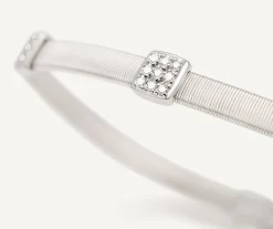 Bracelets-Marco Bicego 18K White Gold Medium Stackable Bracelet With 3 Diamonds Stations Whitegold