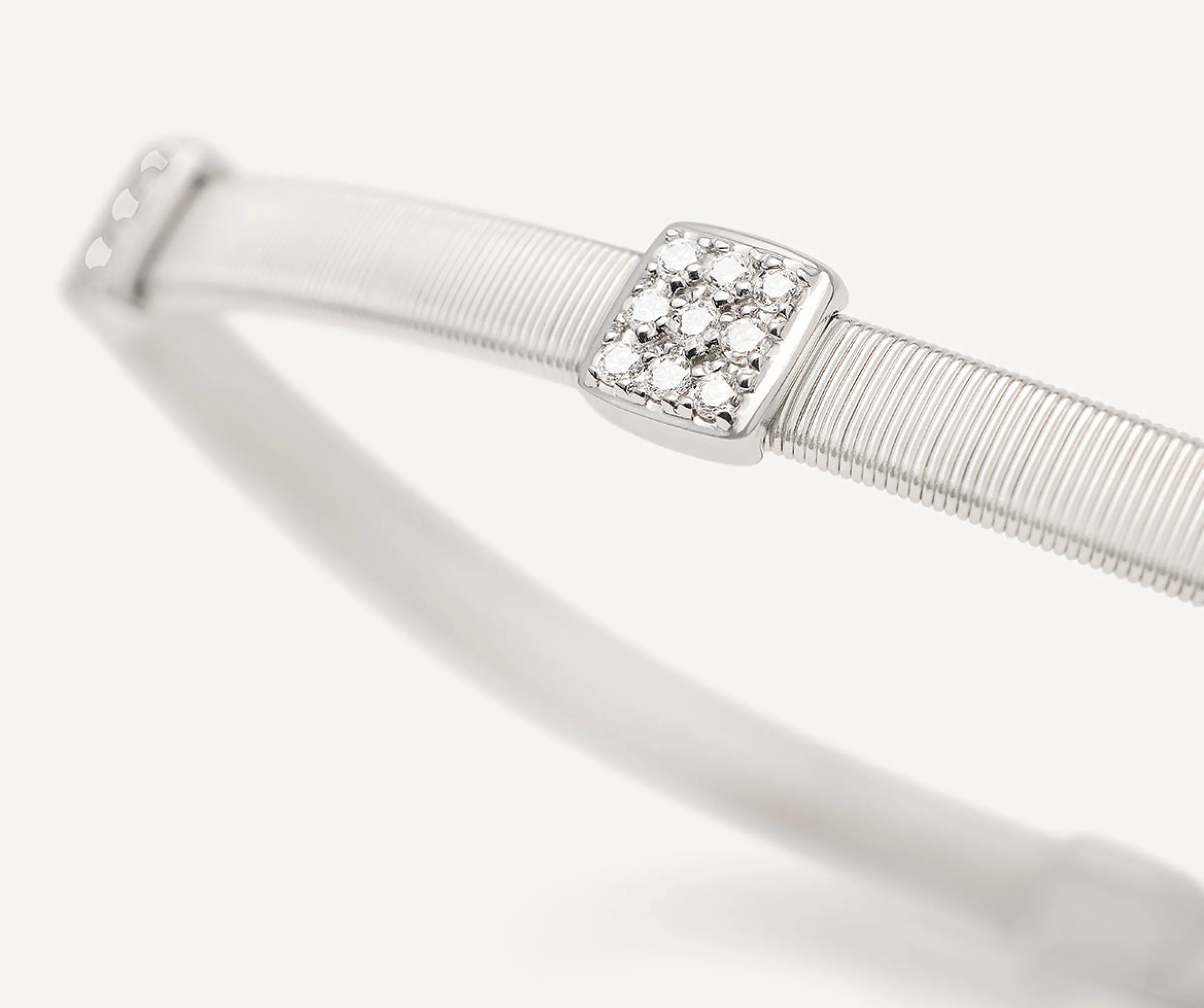Bracelets-Marco Bicego 18K White Gold Medium Stackable Bracelet With 3 Diamonds Stations Whitegold