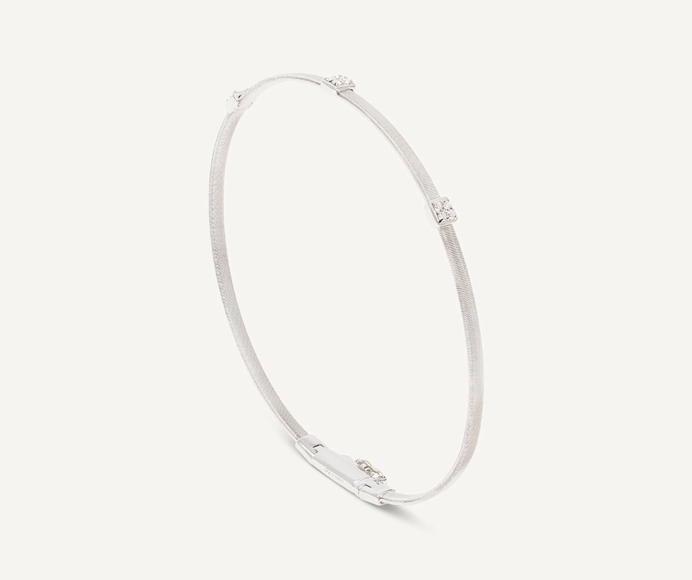 Bracelets-Marco Bicego 18K White Gold Small Stackable Bracelet With Diamonds Whitegold