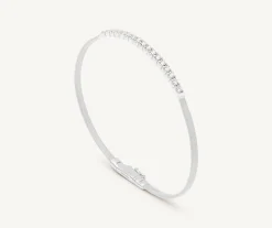 Bracelets-Marco Bicego 18K White Gold Small Stackable Bracelet With Diamond Bar Whitegold