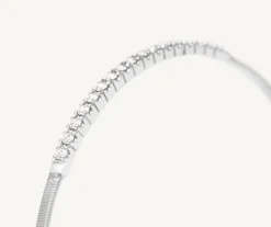Bracelets-Marco Bicego 18K White Gold Small Stackable Bracelet With Diamond Bar Whitegold