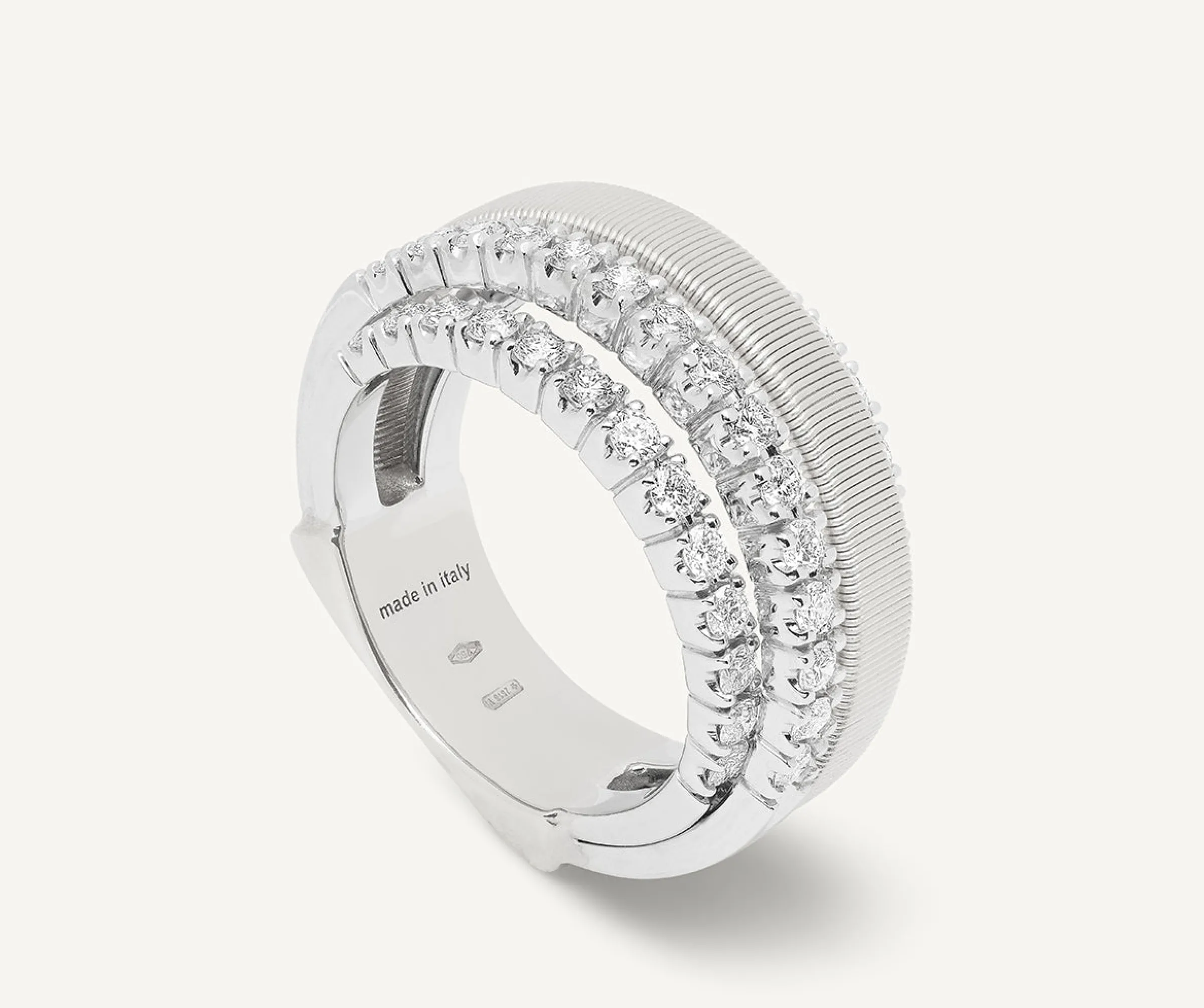 Rings-Marco Bicego 18K White Gold 4-Strand Coil Ring With 3 Diamond Pavé Bands Yellowgold