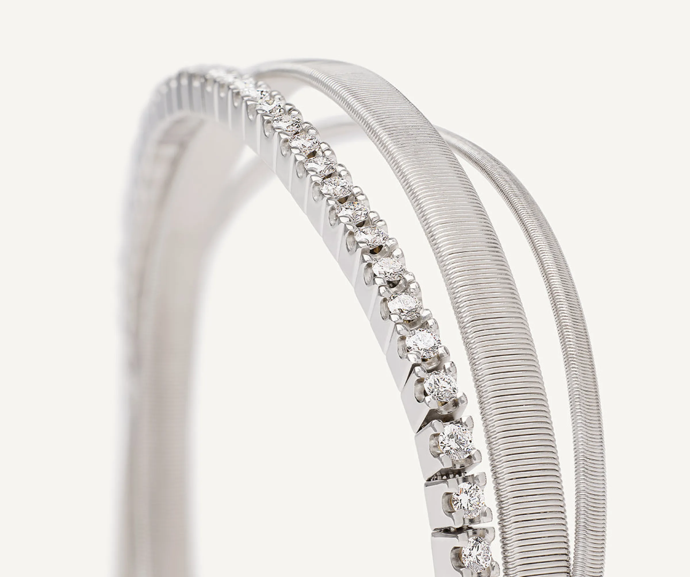 Bracelets-Marco Bicego 18K White Gold 3-Strand Coil Bracelet With Diamonds Whitegold