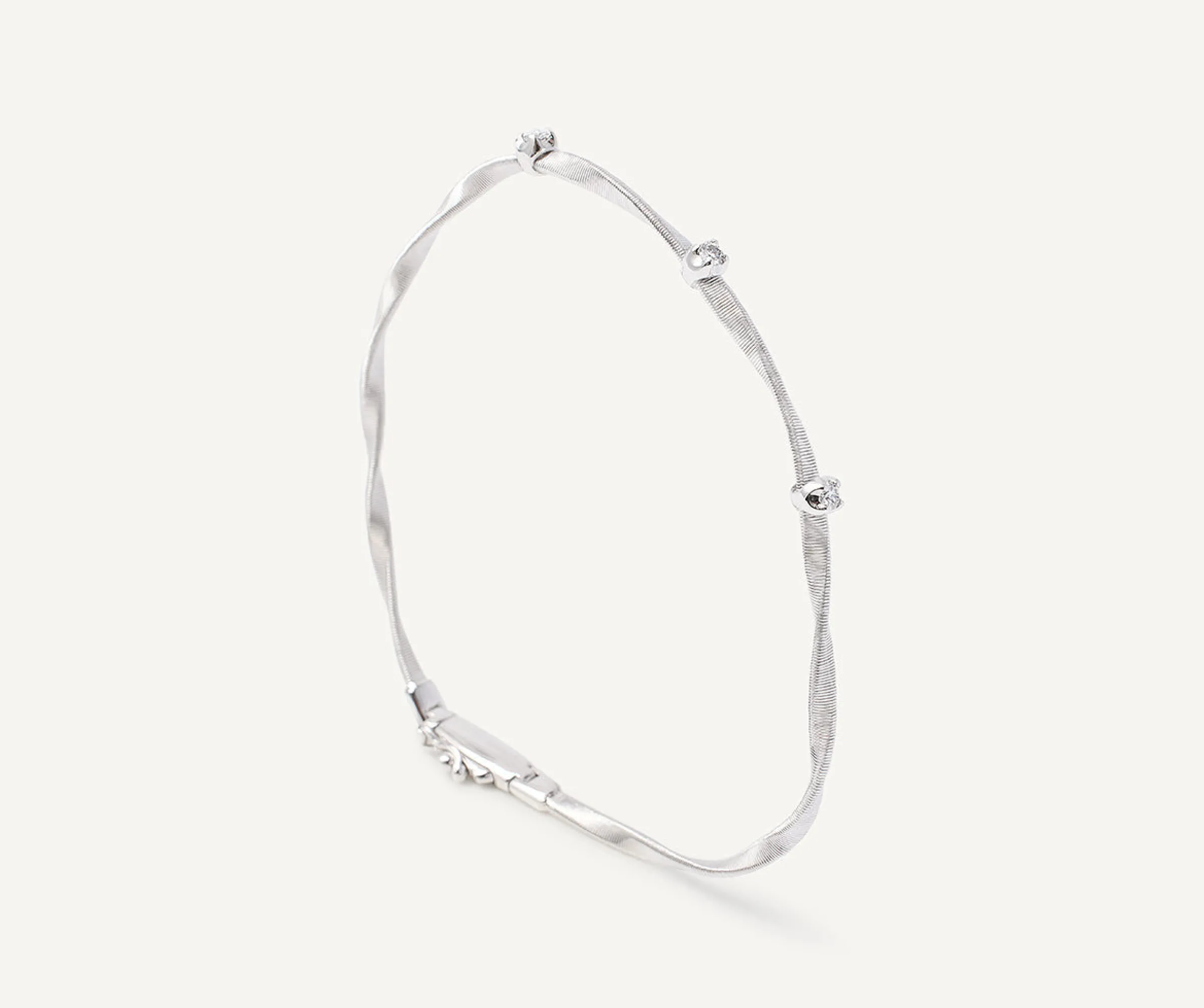 Bracelets-Marco Bicego 18K White Gold Twisted Coil Bracelet With Diamonds Whitegold