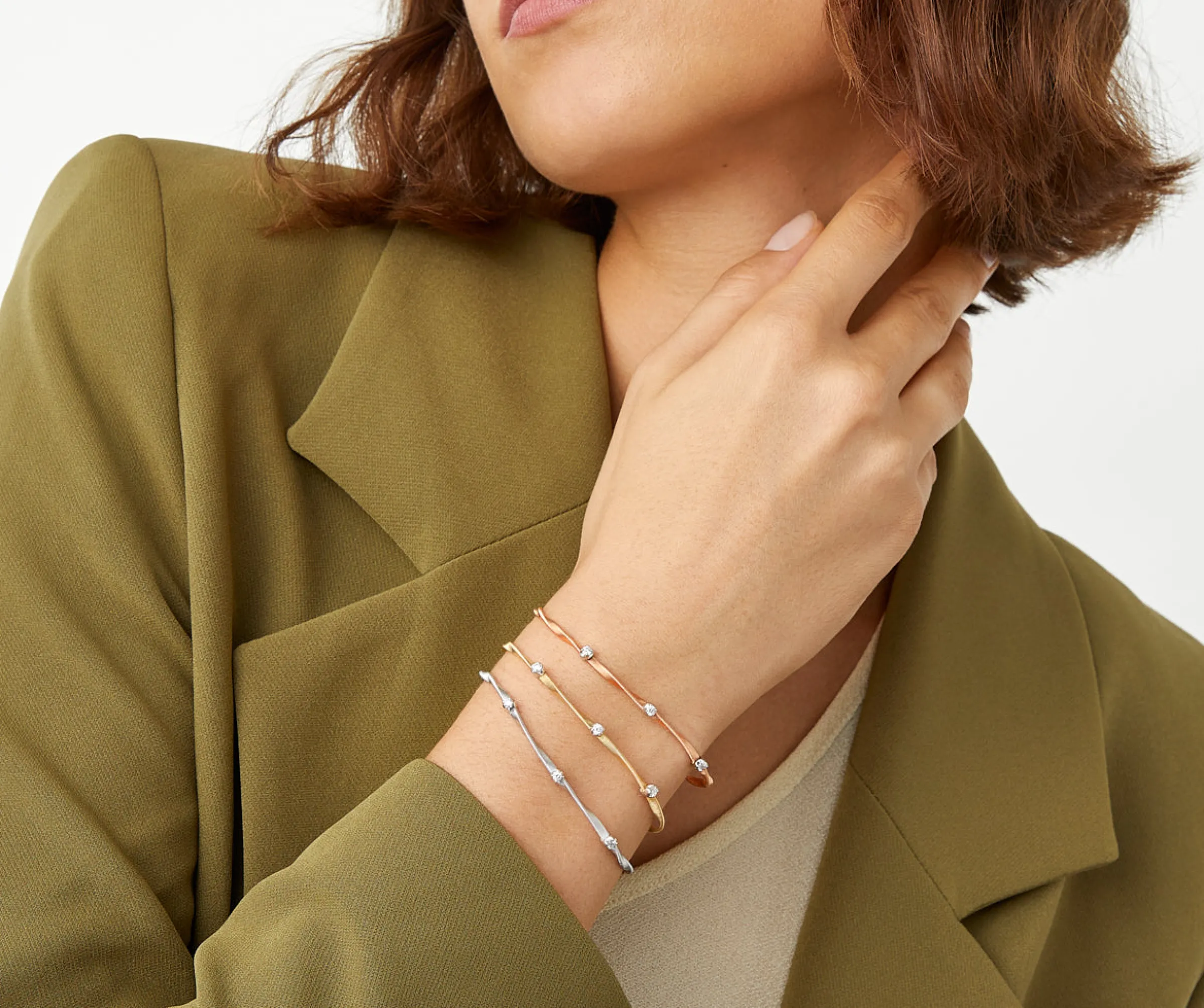 Bracelets-Marco Bicego 18K White Gold Twisted Coil Bracelet With Diamonds Whitegold