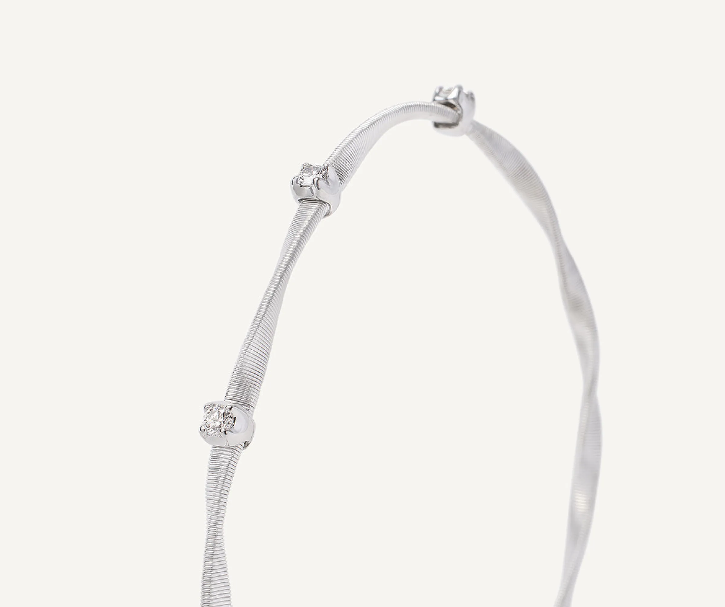 Bracelets-Marco Bicego 18K White Gold Twisted Coil Bracelet With Diamonds Whitegold