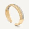 Bracelets-Marco Bicego 18K Yellow Gold 2 Row Diamond Tennis Statement Cuff Yellowgold