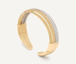 Bracelets-Marco Bicego 18K Yellow Gold 2 Row Diamond Tennis Statement Cuff Yellowgold