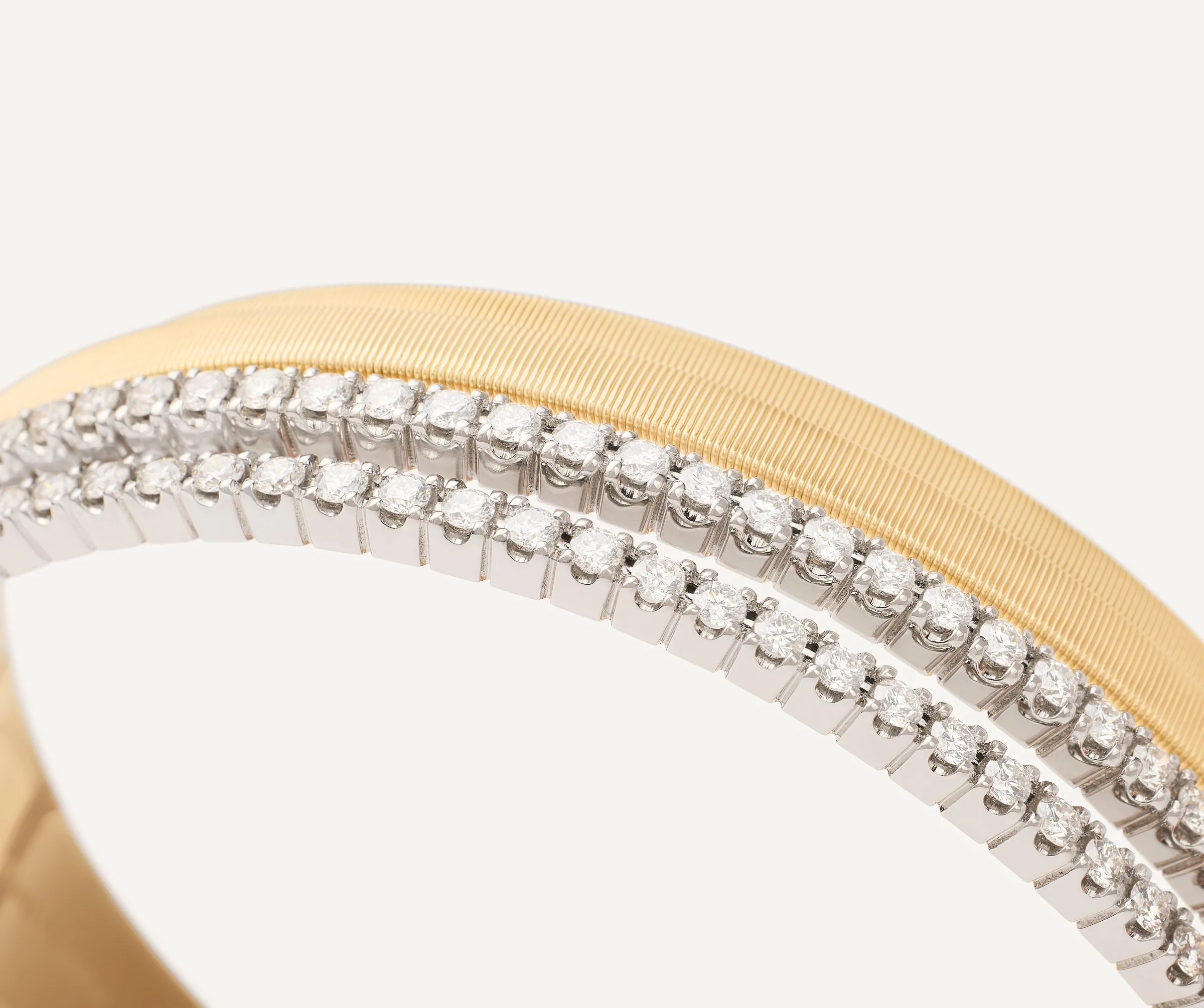 Bracelets-Marco Bicego 18K Yellow Gold 2 Row Diamond Tennis Statement Cuff Yellowgold