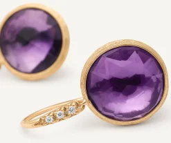 Earrings-Marco Bicego 18K Yellow Gold Amethyst Drop Earrings with Diamonds YellowGold
