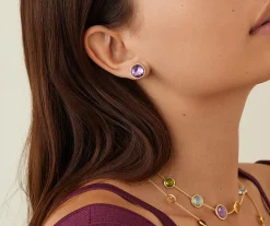 Earrings-Marco Bicego 18K Yellow Gold Amethyst Medium Stud Earrings YellowGold