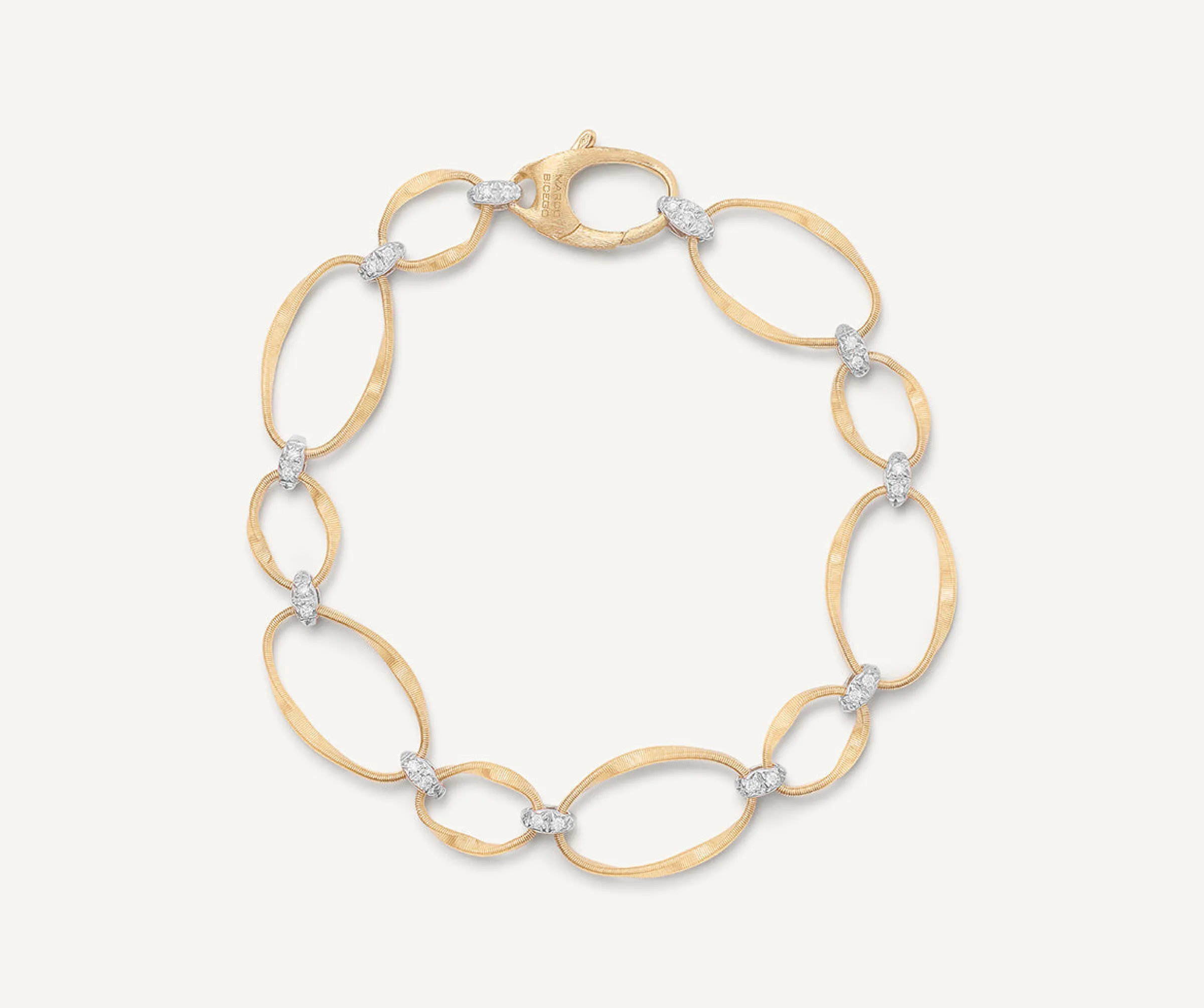 Bracelets-Marco Bicego 18K Yellow Gold and Diamond Flat Link Bracelet Yellowgold