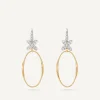 Earrings-Marco Bicego 18K Yellow Gold and Diamond French Hook Earrings with Floral Diamonds Yellowgold