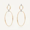 Earrings-Marco Bicego 18K Yellow Gold and Diamond Flat Link Earrings Yellowgold