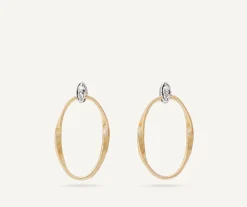 Earrings-Marco Bicego 18K Yellow Gold and Diamond Link Studs Yellowgold