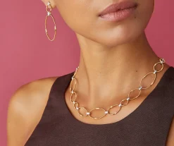 Necklaces-Marco Bicego 18K Yellow Gold and Diamond Flat Link Collar Yellowgold