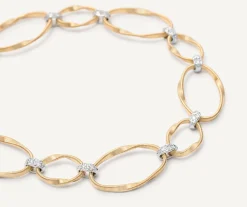 Bracelets-Marco Bicego 18K Yellow Gold and Diamond Flat Link Bracelet Yellowgold