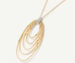 Pendants | Necklaces-Marco Bicego 18K Yellow Gold and Diamond Large Concentric Pendant Yellowgold