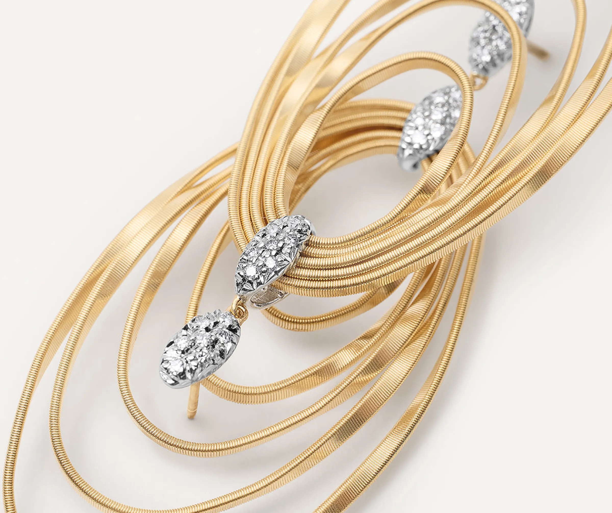 Earrings-Marco Bicego 18K Yellow Gold and Diamond Large Concentric Earrings Yellowgold