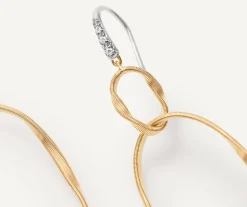 Earrings-Marco Bicego 18K Yellow Gold and Diamond Double Drop Earrings Yellowgold