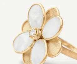 Rings-Marco Bicego 18K Yellow Gold and Mother of Pearl Flower Ring with Diamonds Yellowgold