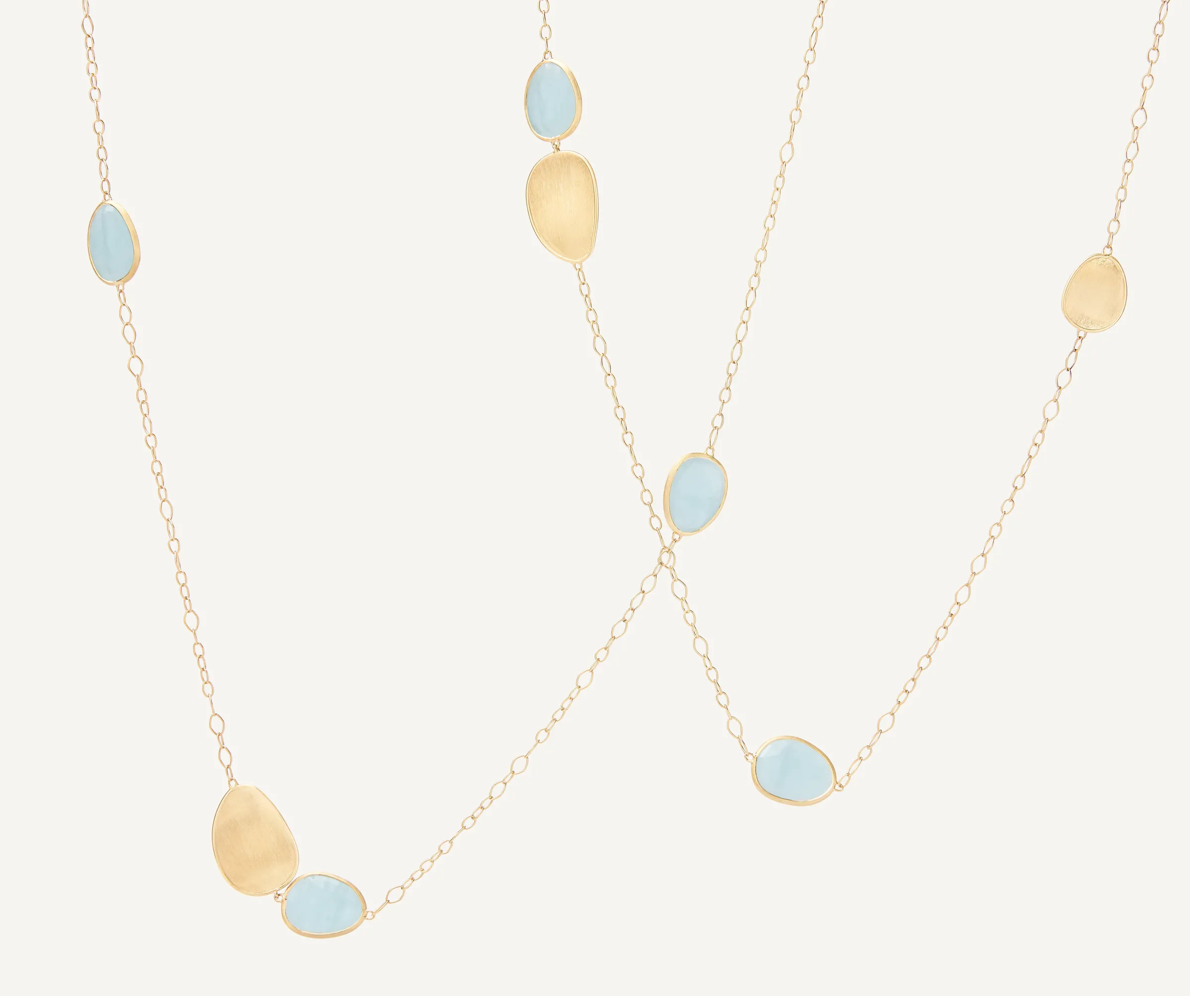 Necklaces-Marco Bicego 18K Yellow Gold Aquamarine Long Necklace Yellowgold