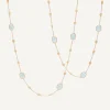 Necklaces-Marco Bicego 18K Yellow Gold Aquamarine u0026 Gold Long Necklace, Small Bean Yellowgold