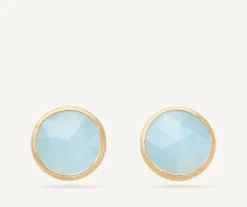 Earrings-Marco Bicego 18K Yellow Gold Aquamarine Medium Stud Earrings YellowGold