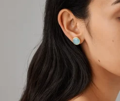 Earrings-Marco Bicego 18K Yellow Gold Aquamarine Medium Stud Earrings YellowGold