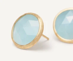 Earrings-Marco Bicego 18K Yellow Gold Aquamarine Medium Stud Earrings YellowGold