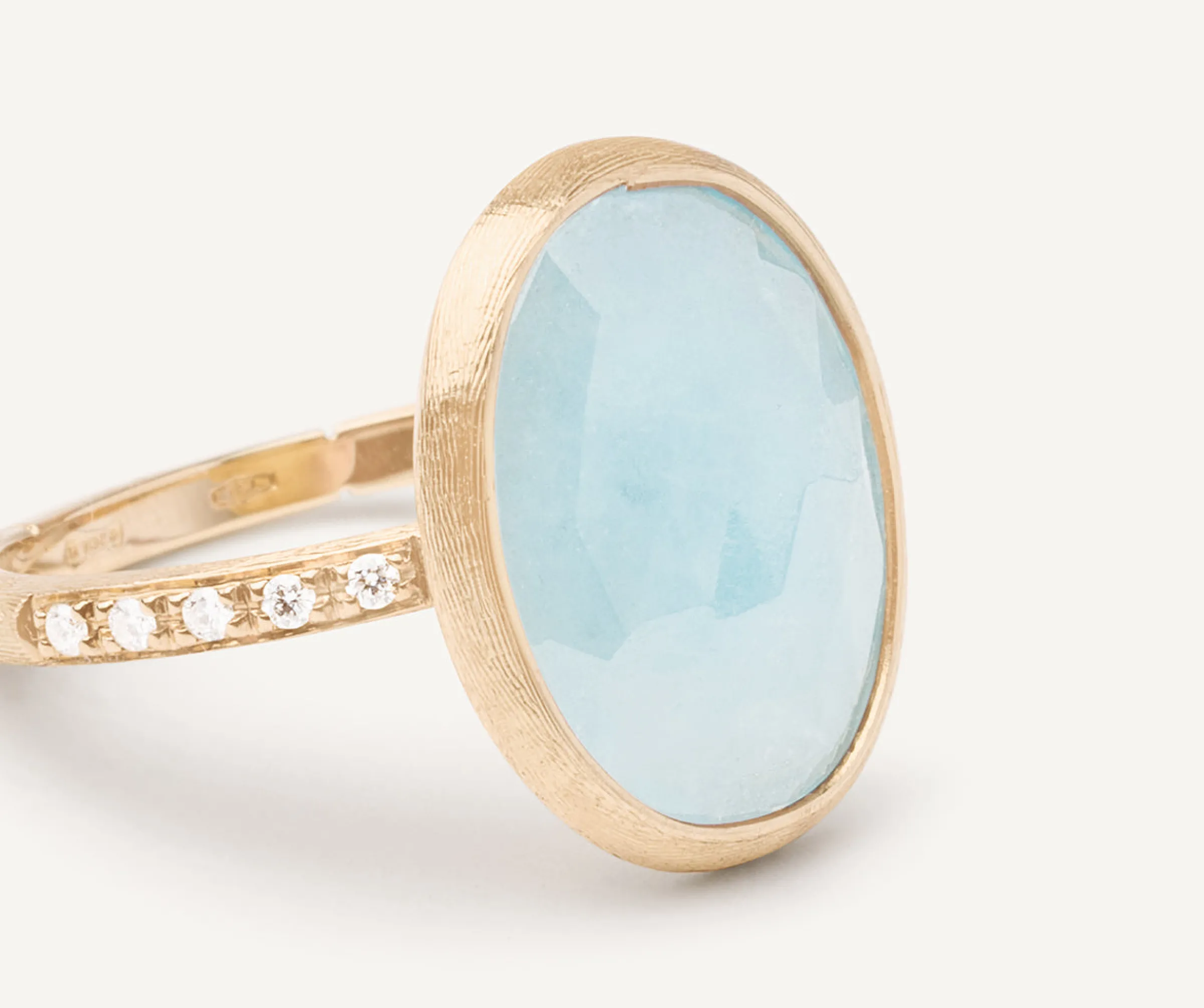 Rings-Marco Bicego 18K Yellow Gold Aquamarine Ring with Diamond Pavé Shank Yellowgold