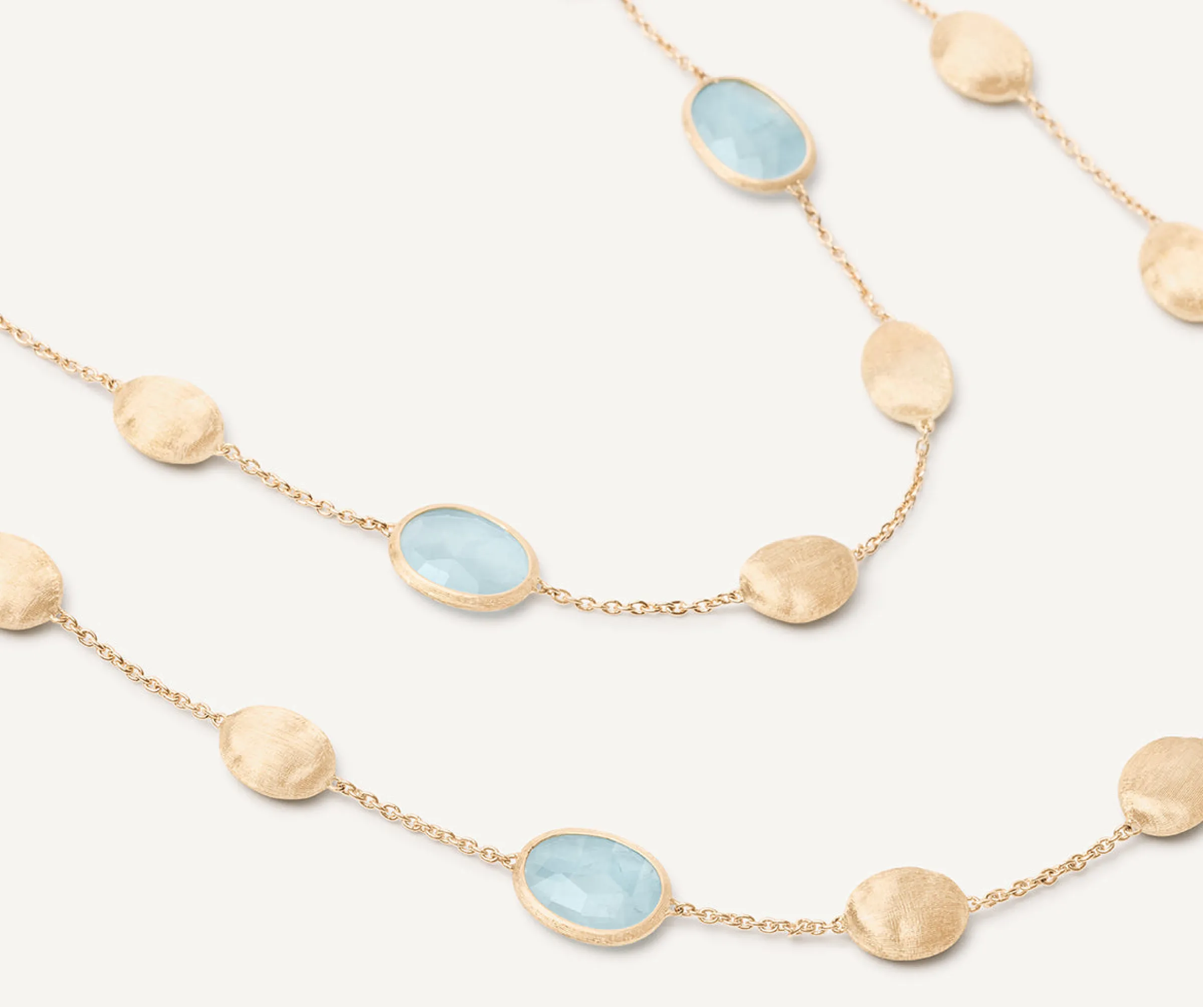 Necklaces-Marco Bicego 18K Yellow Gold Aquamarine u0026 Gold Long Necklace, Large Bean Yellowgold
