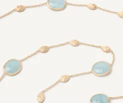 Necklaces-Marco Bicego 18K Yellow Gold Aquamarine u0026 Gold Long Necklace, Small Bean Yellowgold