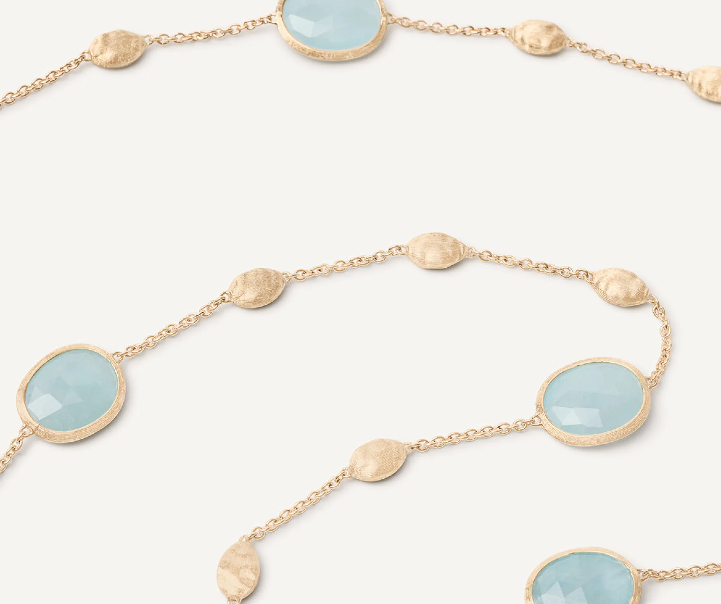 Necklaces-Marco Bicego 18K Yellow Gold Aquamarine u0026 Gold Long Necklace, Small Bean Yellowgold