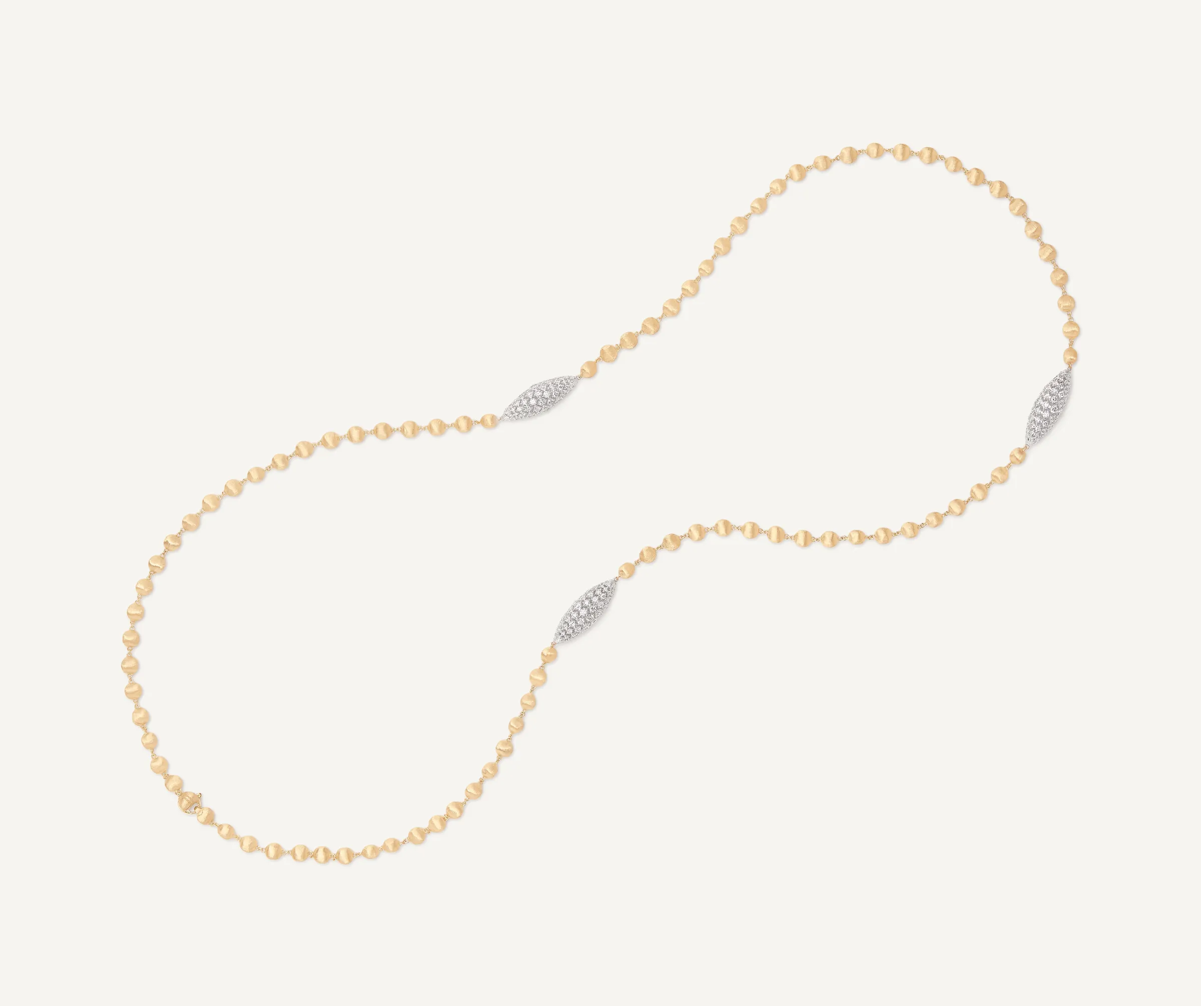 Necklaces-Marco Bicego 18K Yellow Gold Bead Long Necklace With Diamond Elements Yellowgold