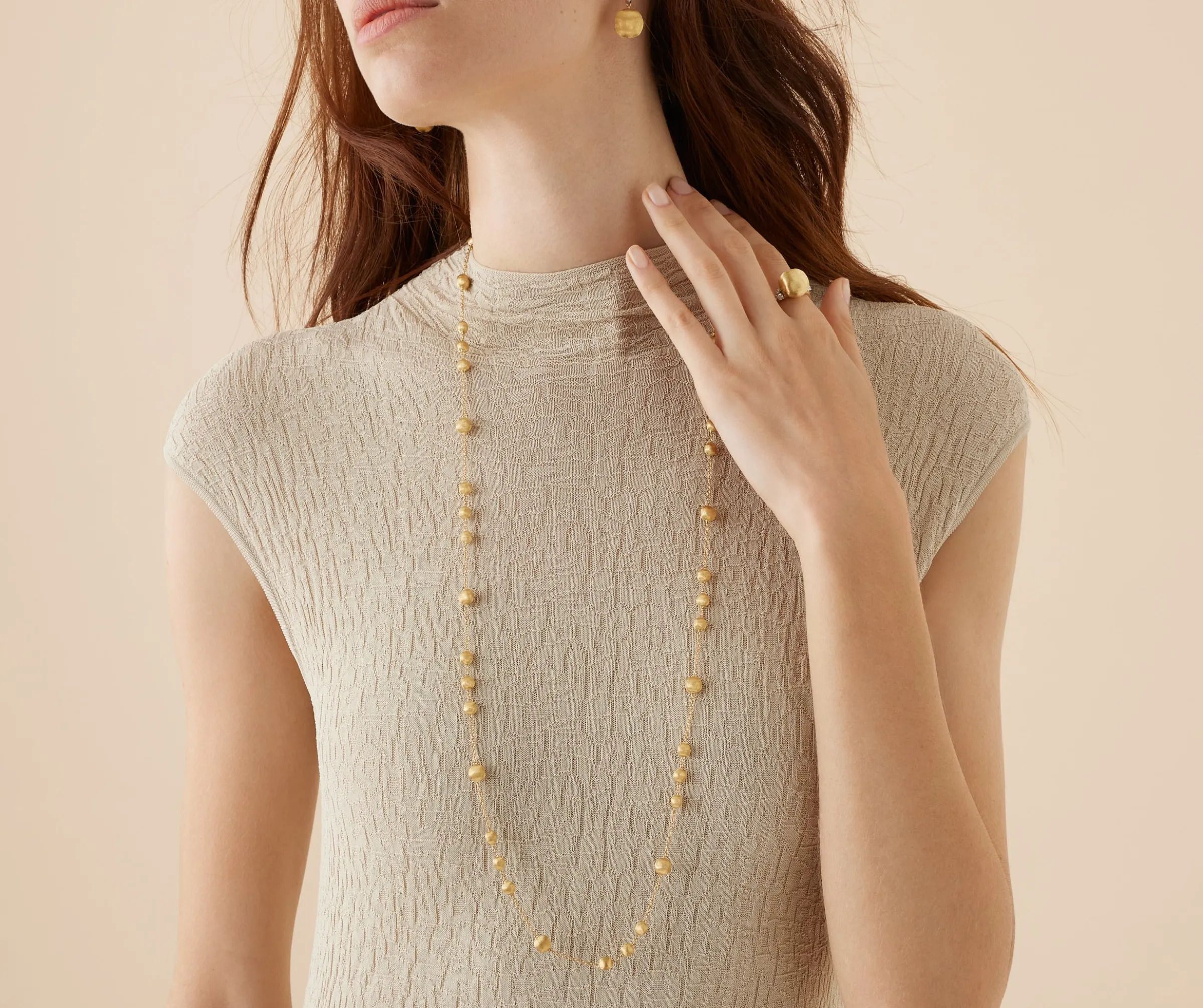 Necklaces-Marco Bicego 18K Yellow Gold Bead Long Necklace Yellowgold