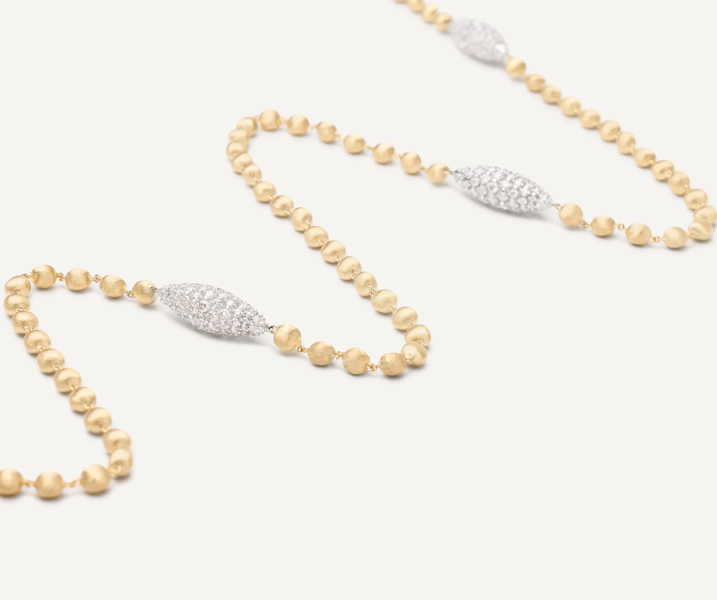 Necklaces-Marco Bicego 18K Yellow Gold Bead Long Necklace With Diamond Elements Yellowgold