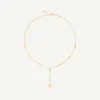 Necklaces-Marco Bicego 18K Yellow Gold Beaded Lariat Necklace with Diamonds Yellowgold
