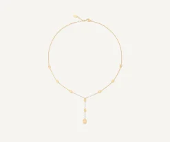 Necklaces-Marco Bicego 18K Yellow Gold Beaded Lariat Necklace with Diamonds Yellowgold